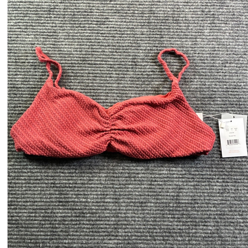 Andies The Symi Top Sedona Red Smocked Textured Bikini Swim Top Size L AT310-SED